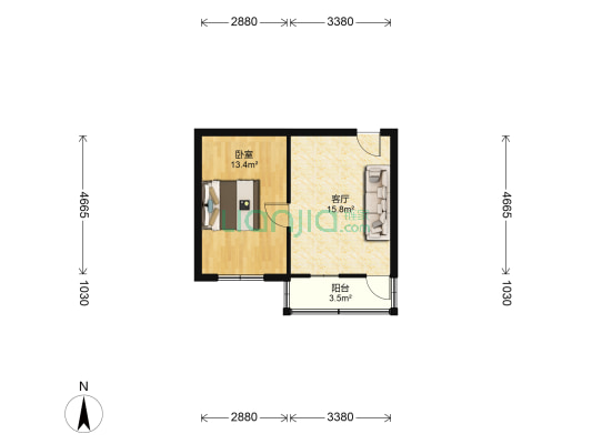 新建路新村 1室1厅0卫 44平方