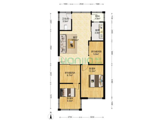 金华园 4室1厅1卫 84平方