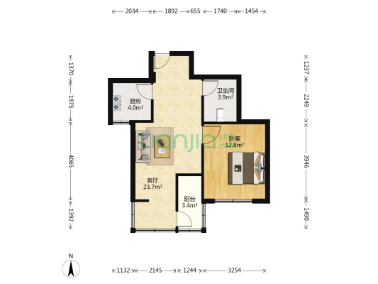 合力家园三村 1室1厅1卫 64平方