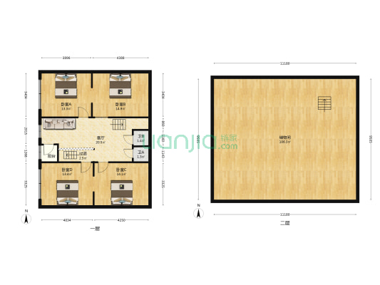蓝天商业大街 4室1厅2卫 30平方