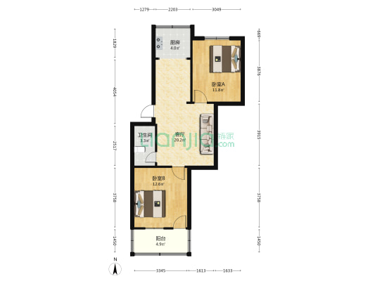 省立医院宿舍 2室1厅1卫 72平方