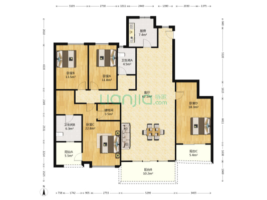 楠香郡 4室1厅2卫 190平方
