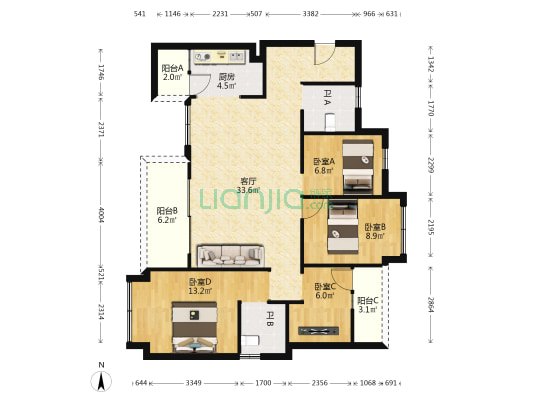 金科集美公馆 4室1厅2卫 111平方