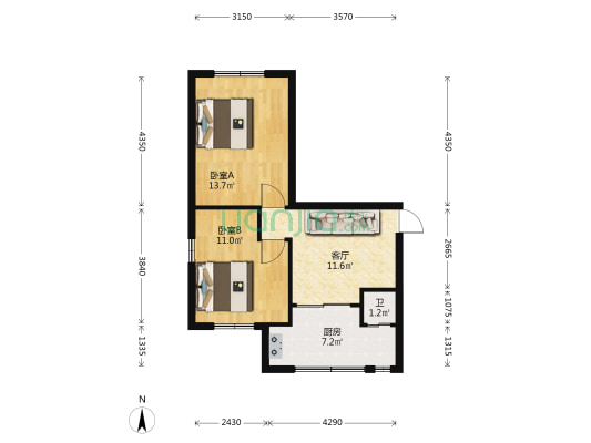 中曹巷 2室1厅1卫 49平方