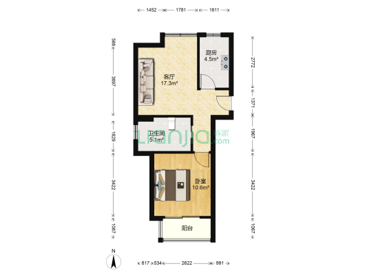 瑞和锦庭-东区 1室1厅1卫 60平方