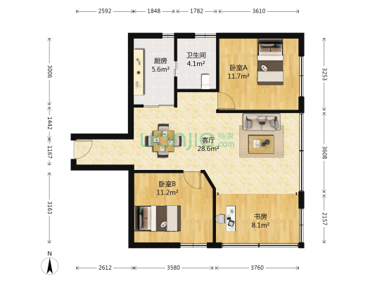 信成苑 3室1厅1卫 105平方