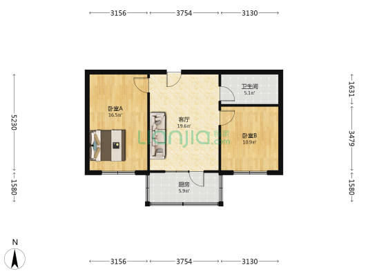 滨东嘉园 2室1厅1卫 67平方