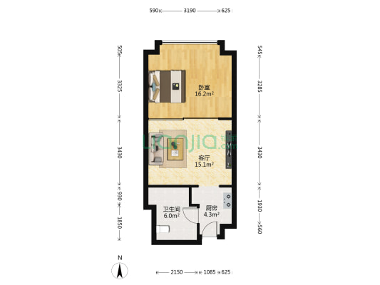 印象琶洲公寓 1室1厅1卫 64平方