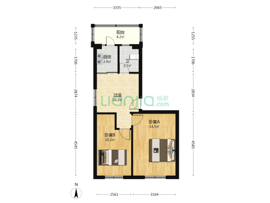 税务局家属楼 2室0厅1卫 61平方