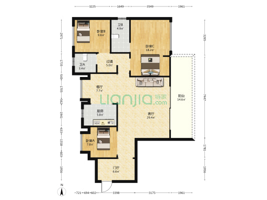 中国铁建铁建城御璟组团 3室2厅2卫 137平方