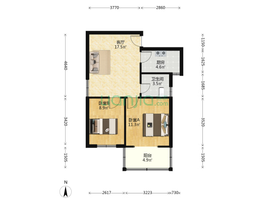 汇景家园汇福苑 2室1厅1卫 66平方