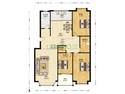 山大北路50-2号 3室2厅1卫 178平方