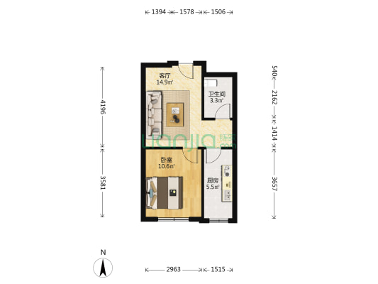 红光山单身公寓装修好房拎包入住-户型图
