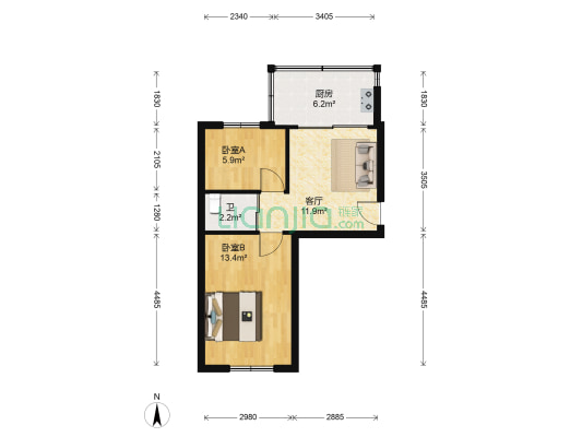 春草路291号 2室1厅1卫 51平方