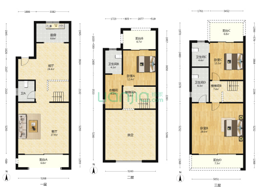 波尔多庄园 3室2厅4卫 189平方