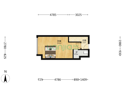香悦城 1室0厅1卫 39平方