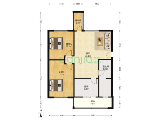 文武路75号院 2室1厅1卫 102平方