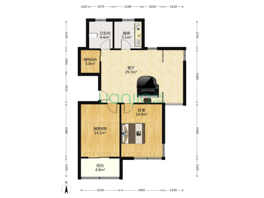 龙泉山庄 1室1厅1卫 140平方