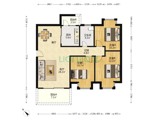 金沙园一期 3室1厅1卫 90平方