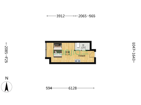 万科都荟天地城C区 1室0厅1卫 30平方