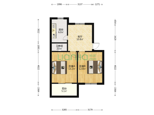 铁一小区 2室1厅1卫 58平方