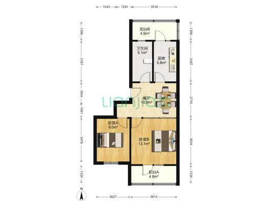 甘肃省妇幼保健院家属楼 2室1厅1卫 52平方