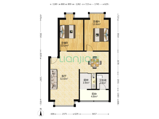 龙福小区 2室1厅1卫 85平方