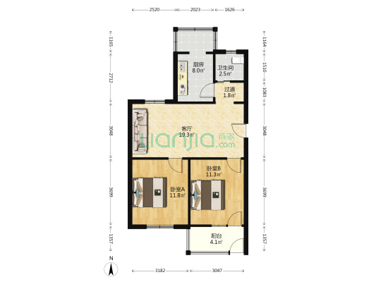 钢新苑 2室1厅1卫 72平方