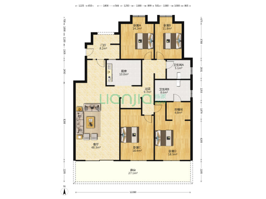 云龙湖悦府 4室1厅2卫 303平方