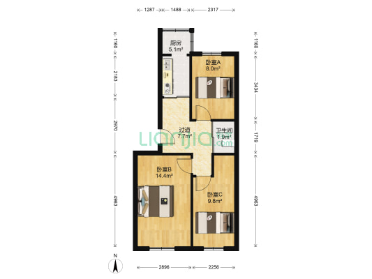 和悦家园 3室0厅1卫 67平方