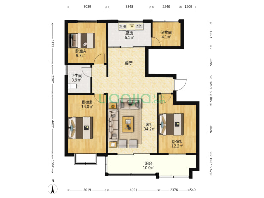 市政嘉苑  3室1厅1卫 123平方