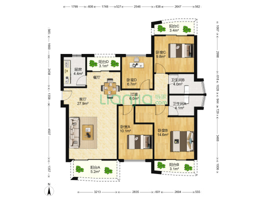IOI棕榈城 4室1厅2卫 142平方