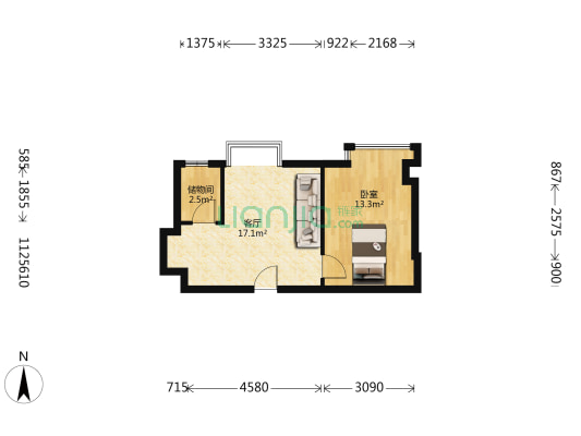 万豪城 1室1厅0卫 56平方