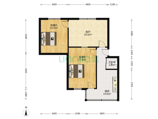 龙芽亭路10号 2室1厅1卫 79平方