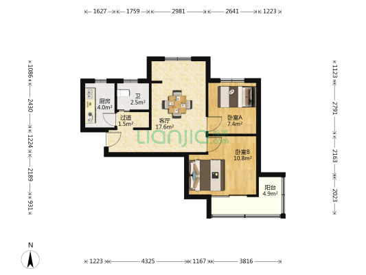 汇景家园汇平苑 2室1厅1卫 65平方