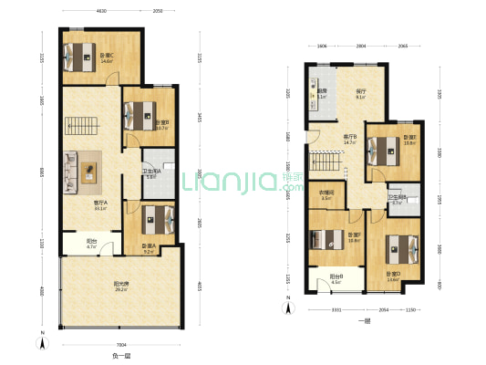 冠云路 新加坡花园 一层带下跃 6居室，130万可议-户型图