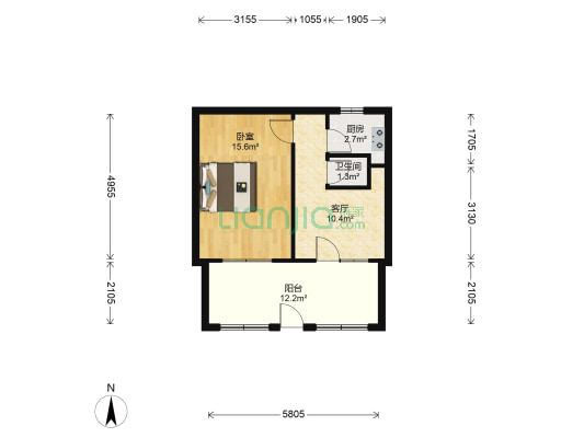 双塔寺一社区 1室1厅1卫 40平方