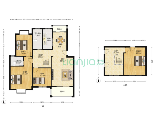 枫桦景苑一期 4室1厅2卫 157平方