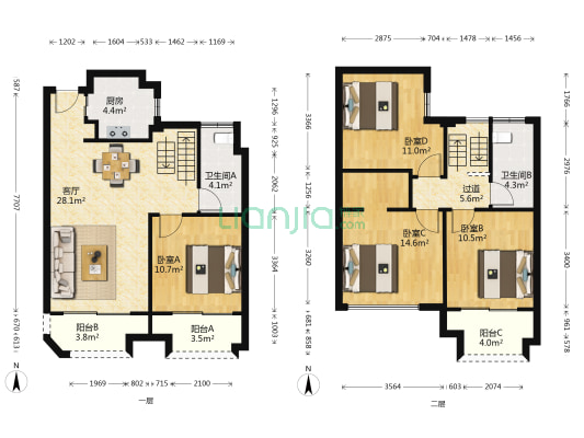 阳光城上府 4室1厅2卫 123平方