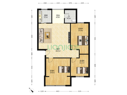 平福巷4号 3室1厅1卫 111平方