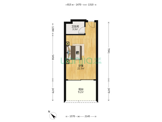 万科双月湾三期 1室0厅1卫 42平方