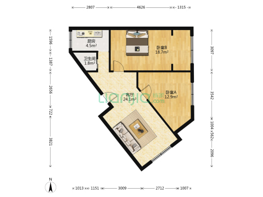 西大街177号 2室1厅1卫 77平方
