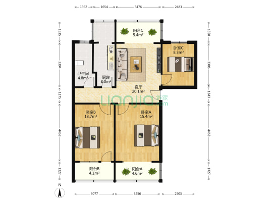 建设路107号院 3室1厅1卫 96平方