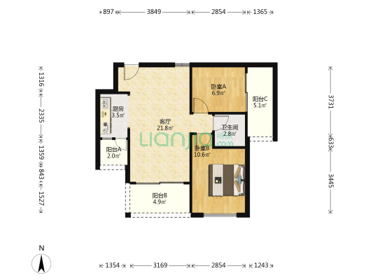 国韵华府 2室1厅1卫 70平方