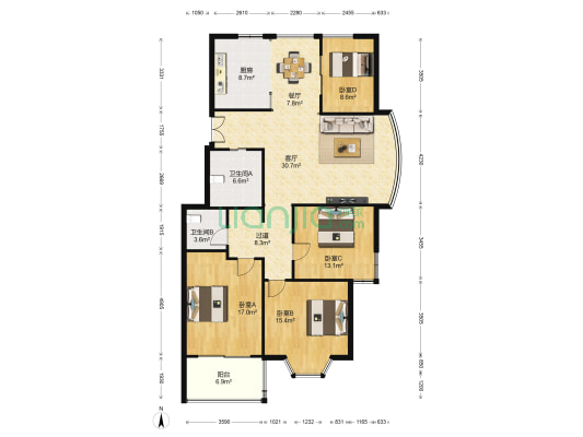 幸福人家 4室2厅2卫 153平方
