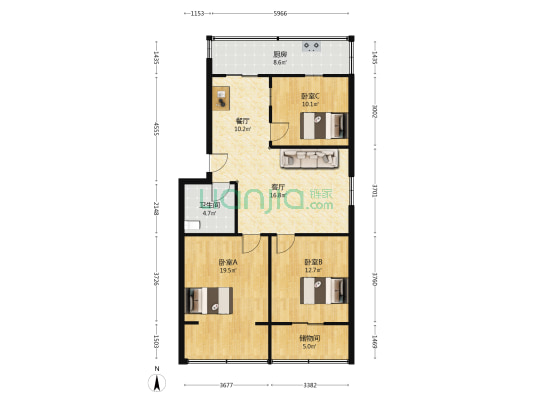 太原灯泡厂宿舍 3室2厅1卫 95平方