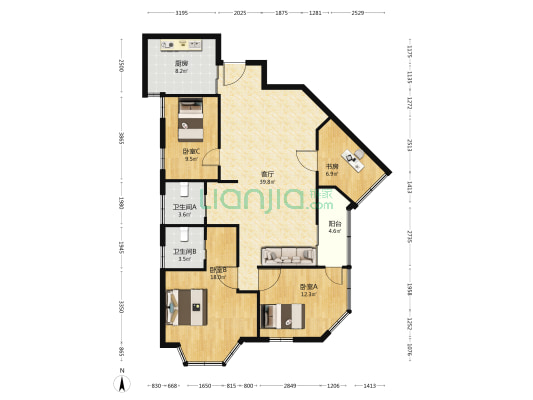 皇家大厦 4室1厅2卫 141平方