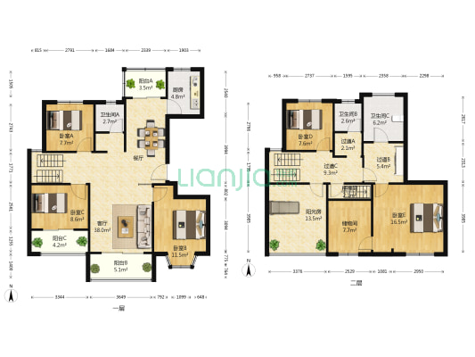 瑞城花园 5室1厅3卫 189平方
