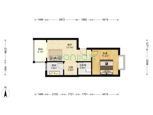 中房·美地 1室1厅1卫 50平方