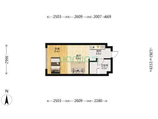 藏珑湖上公馆 1室1厅1卫 49平方
